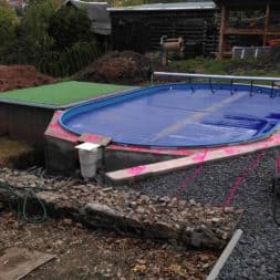 unterkonstruktion bpc wpc poolterrasse 2 - Projekt Poolterrasse – Bau der freistehenden Unterkonstruktion für die BPC Dielen