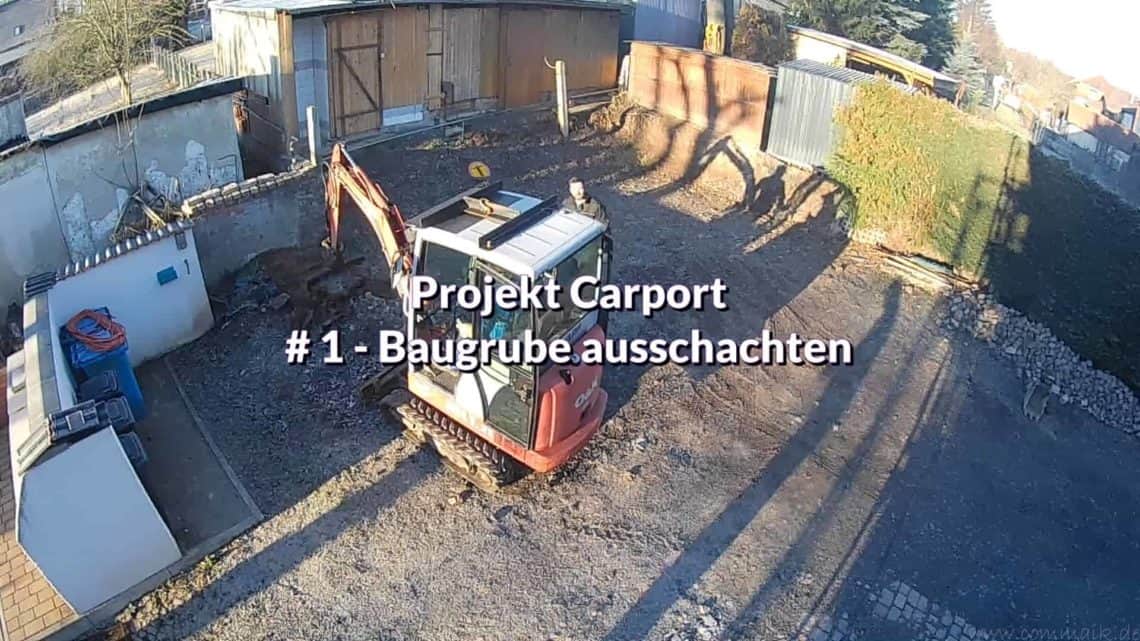 Projekt Carport Baugrube schachten - Gabionen Mauer am Hang ausbauen und erweitern | Hangsicherung | Hochbeet