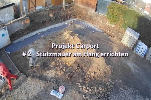 Projekt Carport Stuetzmauer errichten - Gabionen Mauer am Hang ausbauen und erweitern | Hangsicherung | Hochbeet
