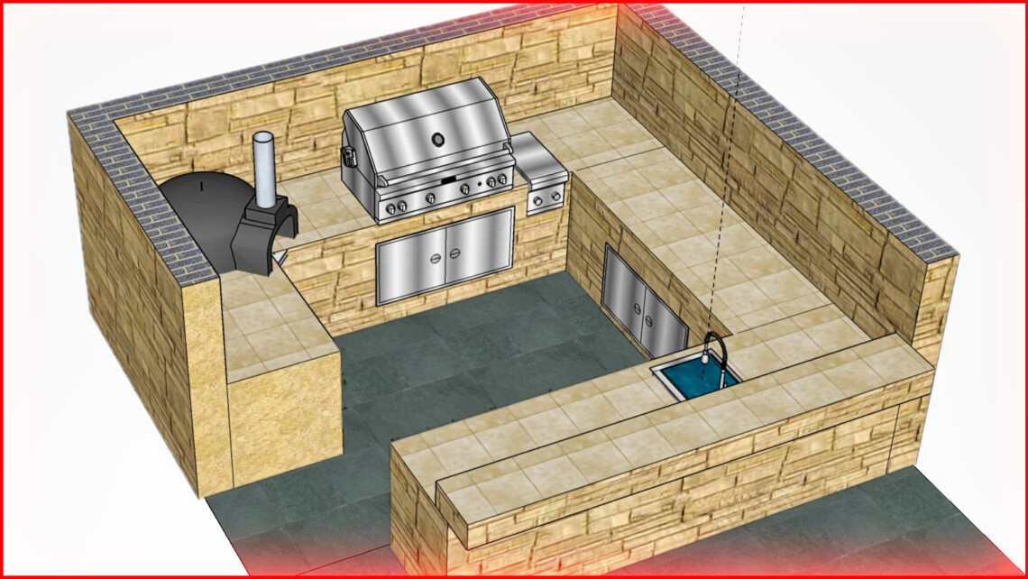 Gartenkueche sketchup a1 - Gartenküche selber planen - 3D