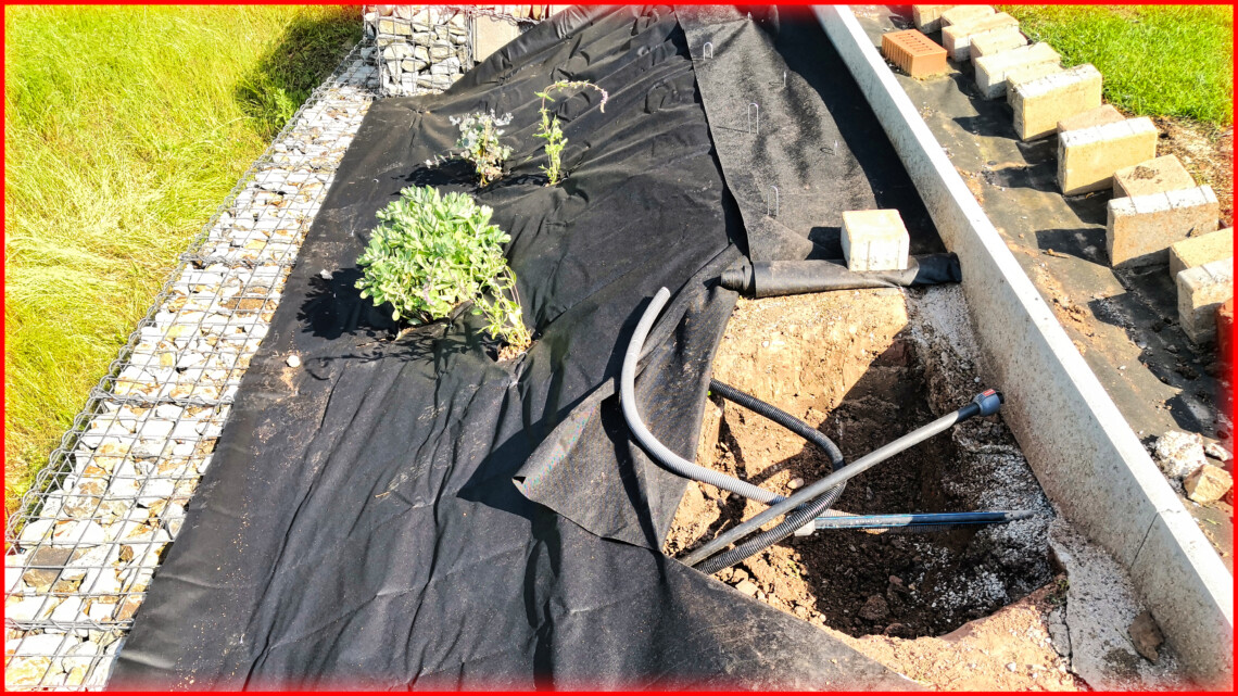 Building a raised bed on a slope with automatic drip irrigation 1