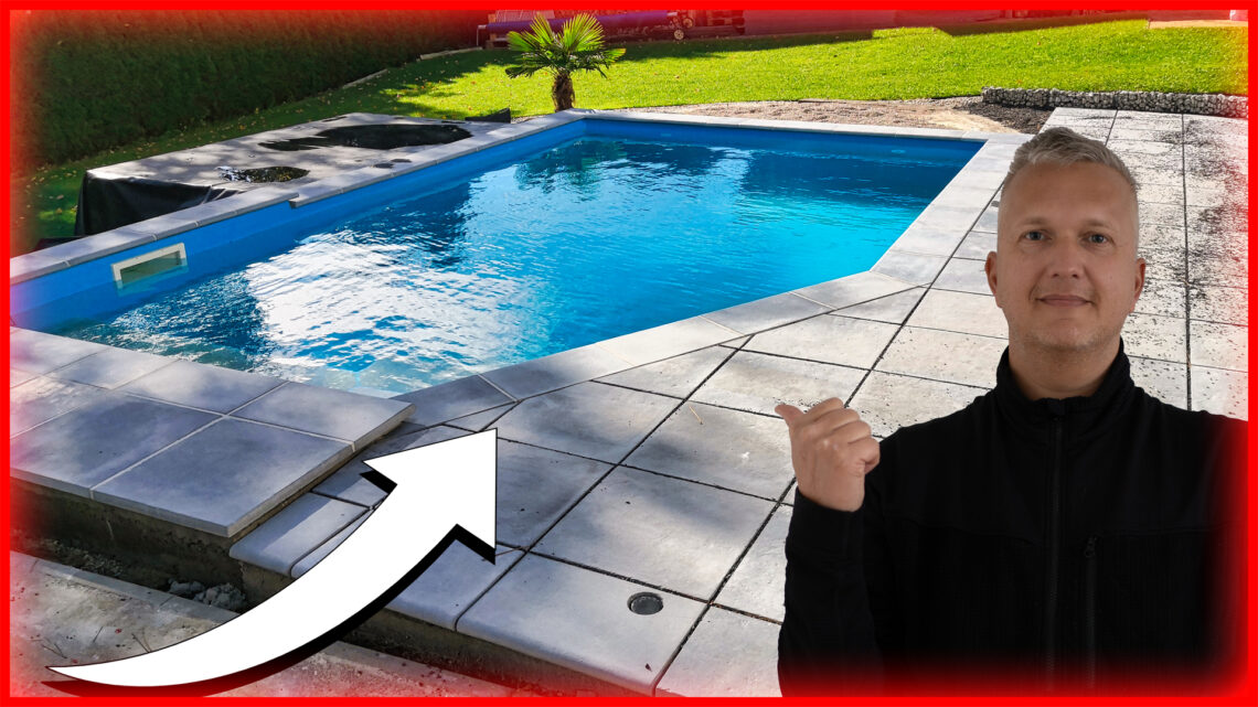 Gluing pool edge stones and building a pool terrace yourself