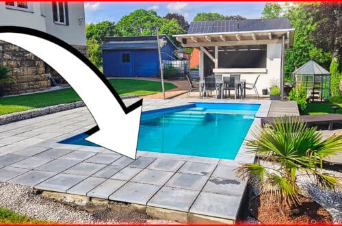 Terrasse am Pool in Hanglage bauen – Mit Schalsteinen, Verlegekies & Platten commaik