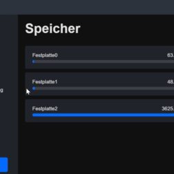 Expand Reolink NVR storage space - Installing and configuring hard disks correctly 46 A computer screen displays a Reolink NVR storage setting menu in German. Three hard disks are listed: Hard disk0 with 63.21 GB, hard disk1 with 48.52 GB and hard disk2 almost full with 3625.6 GB of 3696.22 GB. www.commaik.de