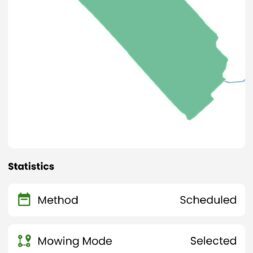 Lymow One Plus in test: RTK robot mower for large areas & difficult terrain 45 Screenshot of the Lymow One Plus app showing a completed mowing session on March 23 at 09:00. The map highlights the mowed area in green; the statistics show 240 minutes duration, 2379 m² covered area and 191 % battery consumption. www.commaik.de