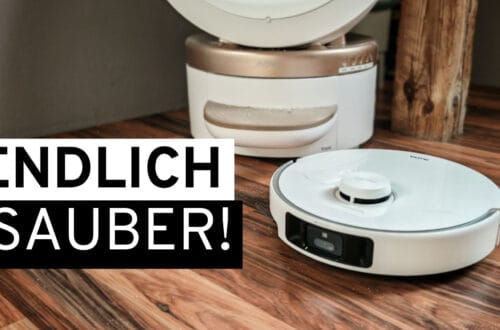 MOVA P70 Pro Ultra Review: Does This Robot Vacuum Really Make Everyday Life Easier? A white MOVA P70 Pro Ultra robot vacuum stands on a wooden floor near its charging station, ready to make your daily life easier. The German text in the image reads “ENDLICH SAUBER!”, which means “FINALLY CLEAN!” in English—and illustrates the impressive results of our latest robot vacuum test. www.commaik.de