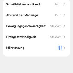 TerraMow V1000, V600, and Mini 500 Review: Robotic Lawn Mowers Without RTK and Lidar? 47 A screenshot of the German-language settings menu for a robotic lawn mower on a smartphone, showing options such as cutting height, mowing interval, travel speed, rotational speed, and mowing direction. The battery level is 78%. www.commaik.de