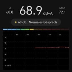 Frequenzumrichter Poolpumpe: Einbau, Einstellungen und Strom sparen 17 App zur Messung des Schallpegels, die einen aktuellen Messwert von 68,9 dB(A), einen Höchstwert von 72,1 dB(A) sowie eine Echtzeit-Grafik der Geräuschpegel des Frequenzumrichters anzeigt. www.commaik.de