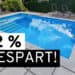 Frequenzumrichter Poolpumpe: Einbau, Einstellungen und Strom sparen 69 Ein Swimmingpool im Garten mit Gartenmöbeln und einem Text, der auf eine Einsparung von 52 % durch einen Frequenzumrichter hinweist. www.commaik.de